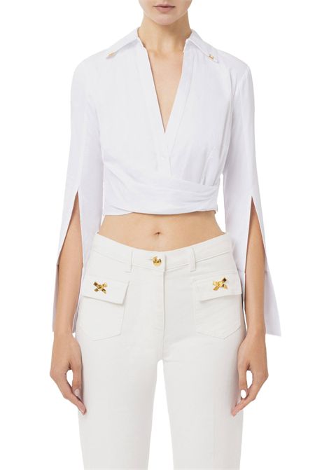 Camicia Elisabetta Franchi donna CA07851E2100 bianca cropped ELISABETTA FRANCHI | Camicia | CA07851E2100